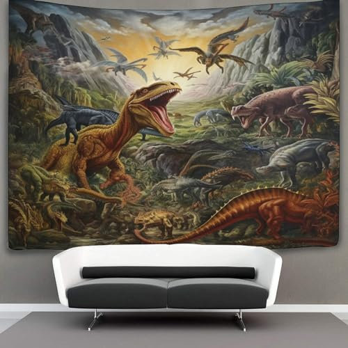 KKOLASXZE 3D Druck Dinosaurier Wandteppiche Poster Ornament Wandbehang Wandteppich Raumteiler Vorhang Für Jungen Mädchen RaumdekoRatteion Tapisserie 130cmx150cm