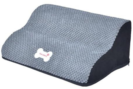 Folpus Rampe per scale per cani Scaletta per animali domestici Scale in pendenza per cani Spugna multifunzionale ad alta densità a 2 gradini per cani anziani, Grigio 15 cm di altezza