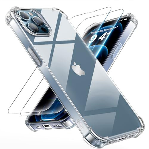 Tentoki 3 in 1 für panzerglas und hülle iPhone 12 Pro,[Nie Vergilbung] schutzfolie iPhone 12Pro TPU handyhülle Schlanke Stoßfeste Anti Kratzt Transparent