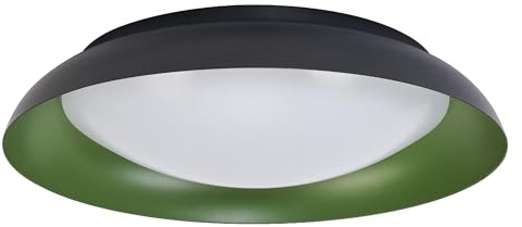 LEDVANCE Orbis Plate LED-Deckenleuchte, schwarz-grün, 45W, 2200lm, 3000K, 480mm, 830 freundliches Warmweiß, durch Kicken in 3-Stufen dimmbar, IP20 Schutz, Montageschrauben und Dübel inklusive