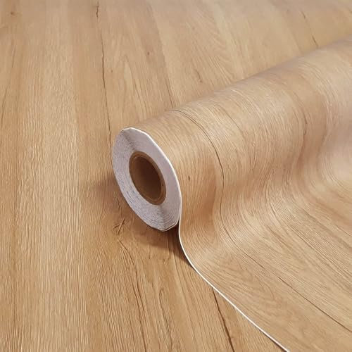Film autocollant en bois de chêne moyen – Film adhésif décoratif pour meubles – Film de porte Film de cuisine Film de protection pour armoire Film de table | 90 cm × 210 cm