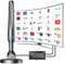 TV Aerial, Freeview Indoor TV Aerial with 560+ Miles Range 360° Reception, TV Antenna Indoor with Signal Booster & Magnetic Support Base, Support 4K 1080P VHF/UHF/DAB Radio and All TV