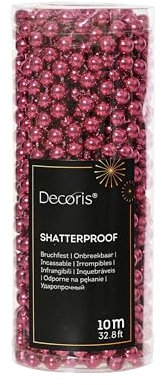 Kaemingk Perlenkette Kunststoff 8mm x 10 Meter Weihnachtsbaum Deko - Perlengirlande - Christbaumschmuck & Weihnachtsdeko - Beere - Granatapfel