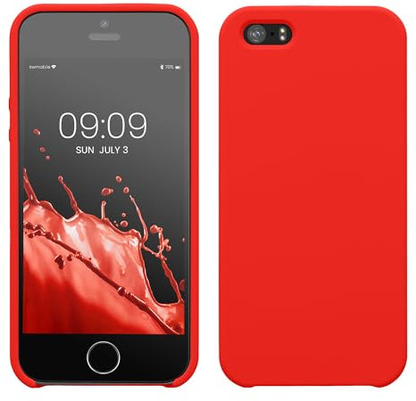 kwmobile Cover per Apple iPhone SE (1.Gen 2016) / iPhone 5 / iPhone 5S Custodia - Back Case per Smartphone in Silicone TPU - Protezione Gommata - rosso