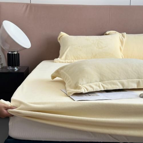 JIANINGHOME Spannbetttuch 150x200,Winter Thermo Fleece Spannbettlaken, Spannbetttuch in vielen Farben und Größen Bettlaken