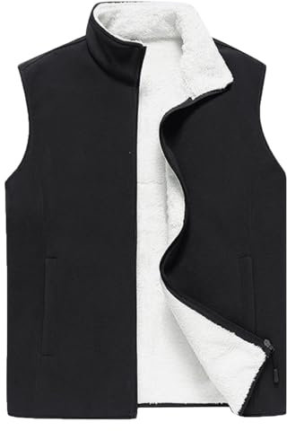 Gilet termico antivento da uomo, leggero, trapuntato, foderato in pile, senza maniche, caldo, per escursionismo e ciclismo, in softshell, isolante, casual, Nero , XXXXXXXX-Large