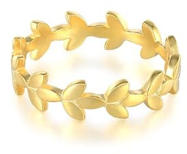 Tolldek Gelbgold 375 9K Eheringe, Blatt Verlobungsring, Au375 Gold Partnerringe Freundschaftsringe Echt Gold, Gr.62 (19.7)