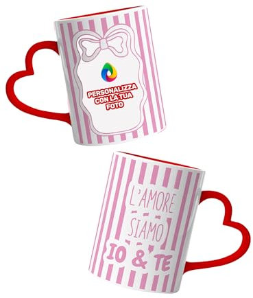 Personalised Heart Shaped Handle Mug - Perfect Gift for Valentine's Day, Anniversaries, Birthdays and Special Occasions (PINK)