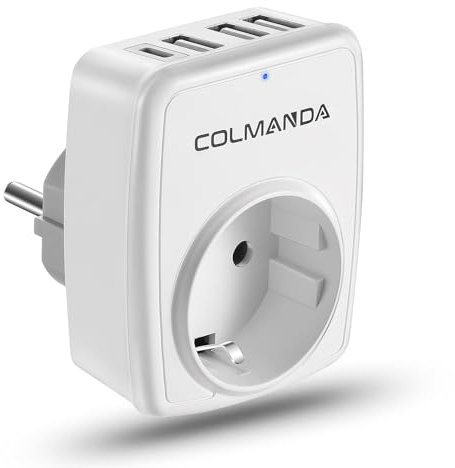 YOOHBERRYS 5 in 1Adattatore Multipresa Presa a Muro Adattatore Presa con 3 USB (3A) e 1 USB-C, Perfetto per Ufficio e Casa, Viaggi