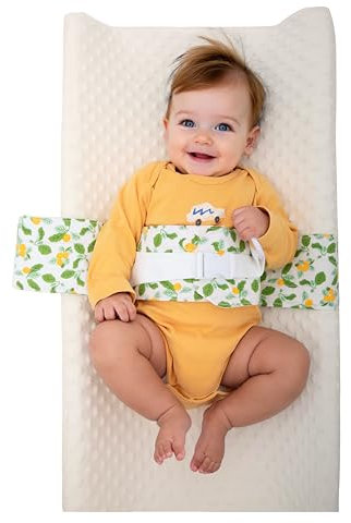 COZINUS Wickeltisch-Sicherheitsgurt – Weich, verstellbar & sicher vor Ausreißen für 0–24 Monate. Universelle Passform für Wickelauflagen und Wickeltische, bequem & tragbar (Grün)