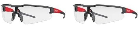 Milwaukee Schutzbrille klar kratzfest und beschlagfrei, Einheitsgröße, 4932478763, Rot (Packung mit 2)