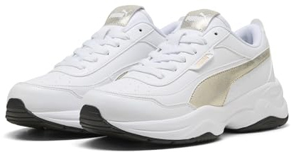 PUMA Cilia Mode Metallic Whisper Sneaker, White Gold Black, 38 EU, Bianco Oro Nero, 38 EU