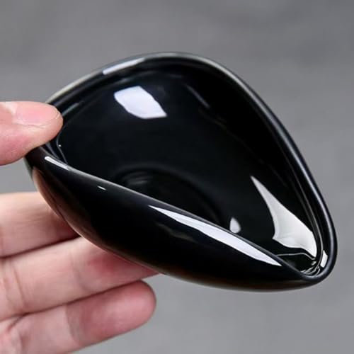Coffee Spoon Rest for Bar Accessories Coffee Bean Shaped Small Spoons Rest for Coffees Station Ceramic Tea Spoon Rests Tea Spoon Holder Teaspoon Rest (Black)