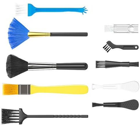 Keyboard Cleaner, Computer Duster, Electronics Brush, 10 Piece Nylon Detailing Kit, Handheld Portable Design, for Agency Home Travel Use, Compact, Black, 1 Set, 32 g