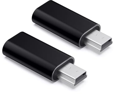 JZK 2x USB C to Mini USB adapter, supports power charging & data transfer, Type C female to Mini USB male connecter for MP3 player, Digital camera, Dash cam, Laptop, Receiver, Flash drive
