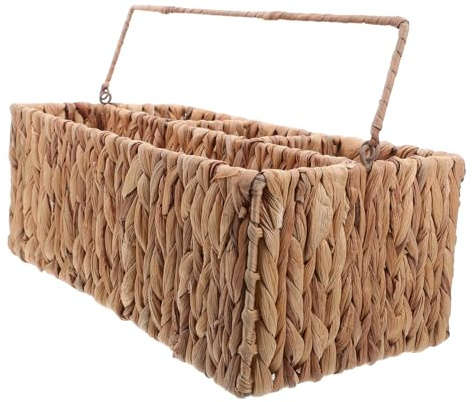 VERDANVERSE Woven Handwoven Utensil Caddy with Compartments Wicker Cutlery Holder Basket for Kitchen Countertop and Picnic Outdoor Table Organization with Carry Handle
