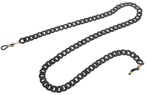 ibasenice Schwarze Acryl Brillenkette 70 cm Anti-Rutsch Brillenband für Damen & Herren, multifunktionaler Maskenhalter & Sport-Alltags-Brillenhalter