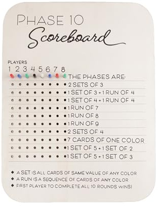 AWJUWHBJ Wood Phase 10 Scoreboard Scoreboard Portable Travel Game Wood Phase 10 Score For Party Family Adults For Board Cards Adults