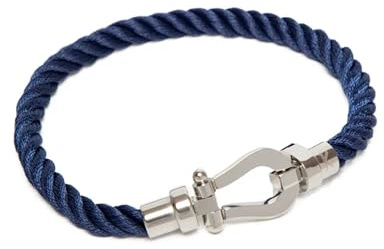 Kennett Cervo Bracelet – Blue Rope with Silver Stainless Steel Clasp, Nautical Style Men’s Bracelet, Magnetic Closure