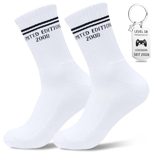 Smlper 16 18 30 40 50 Geburtstag Geschenke, Lustige Socken Geburtstagsgeschenk, Geburtstag Socken Und Schlüsselanhänger, Geschenk Baumwolle Tennissocken für Teenager Männer Frauen Frauen