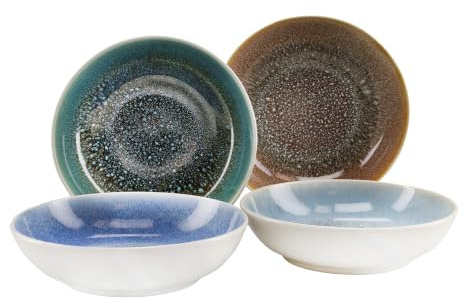 CreaTable, 24965, Serie Caldera, 4-teiliges Geschirrset für 4 Personen, Poke Bowl aus Steinzeug, spülmaschinen- und mikrowellengeeignet, Qualitätsproduktion