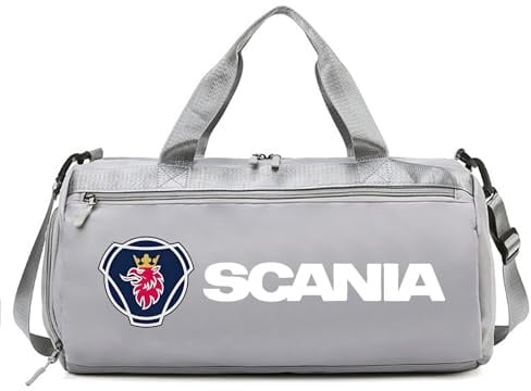 Große Sporttasche Swedish Trucker Style, Rucksack-Funktion, Schuhfach, Nassfach, Trainingstasche, Turntasche, Leichte(Grey)