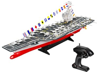 ExPrismarx LHD-883 Porte-avions télécommandé, échelle 1/480, 2,4 GHz, double moteur haute vitesse, bateau radiocommandé avec lumières LED, étanche RTR télécommande, navire de guerre pour adultes