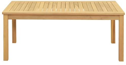 QZZCED Couchtisch aus massivem Akazienholz 110 x 60 x 45 cm, helles Holz, Gartentisch für Terrasse und Wohnraum