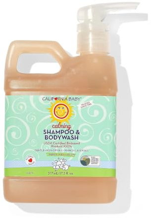 California Baby Calming Baby Shampoo + Baby Wash | 100% Plant-Based | Lavender Body Wash For Sensitive Skin | Hypoallergenic | 517 mL / 17.5 oz.