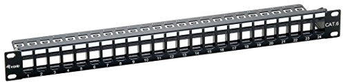 Equip 769224 - Patch Panel vacío Cat6 de 24 Puertos, Color Negro y Gris