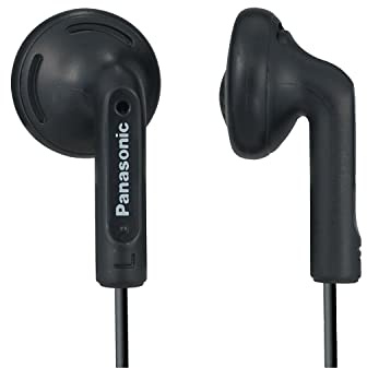 PANASONIC Auricolari stereo con suono confortevole, chiaro e potente. Include cavo da 1,2 m con jack per cuffie Miniplug da 3,5 mm - RP-HV096-K - Auricolari in-ear (nero)