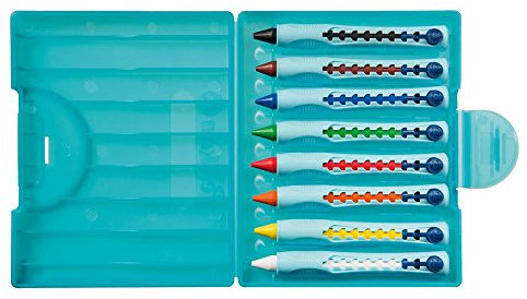 Pelikan 2056076 W2/8 - 8 farbig sortierte Wachsschreiber mit Schiebehülse im Kunststoff-Etui, multifarbig