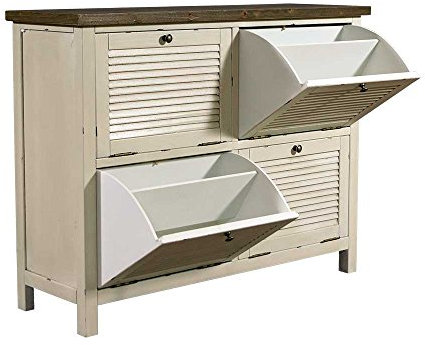 Landhausmöbel-Schuhschrank Bretagne-Landhaus Schrank - Vintage Look Creme weiÃŸ