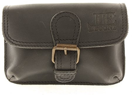 LECONI Gürteltasche Vintage-Look praktische Bauchtasche für Damen + Herren Retro-Style Frauen – Männer kleine Hüfttasche Büffel-Leder 16x10x6cm schwarz LE3028