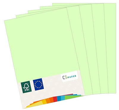 MADE IN EU 50 Blatt farbiges Papier HELLGRÜN A4 80 g/m² CS Paper - Druckerpapier, Kopierpapier, Universalpapier zum Drucken, Basteln & Falten im Format DIN A4. Papier für den Heim- & Bürobedarf