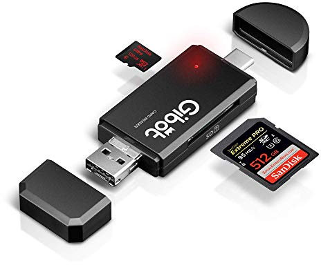 Gibot Lector de Tarjetas Tipo C y Micro USB OTG,a USB 2.0 SD,Adaptador Micro SD para Samsung,Huawei,Smartphone Android,Macbook y PC Portátil