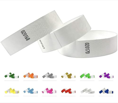 500 Eintrittsbänder aus Tyvek - Party Einlassbänder, Securebänder, Festival Armbänder, Kontrollbänder für dein Event (White)