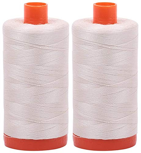 2-Pack - Aurifil 50WT - Silver White (2309) Solid - Mako Cotton Thread - 1422 Yards Each