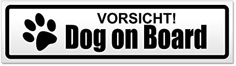 Kiwistar Magnetschild Vorsicht! Dog on Board - 20cm Schwarz - magnetisch für Auto PKW Kfz - wiederverwendbares Hinweisschild aus Magnetfolie - für Fahrzeug, Truck