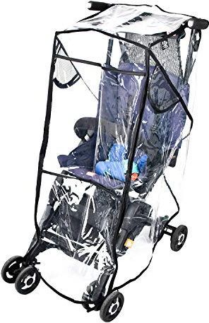 Regenschutz für Kinderwagen, universal, schwarz, transparent, für Reisen, Outdoor-Schutz, Kunststoff-Regenschutz, Kinderwagen-Abdeckung für Winter, Kleinkinder, winddicht, wasserdicht, schützt vor