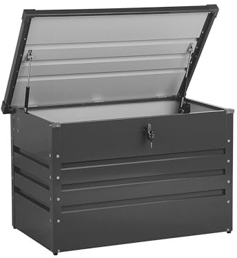 Metall-Gartentruhe 300 l graphitgrau Kissenbox Auflagenbox für die Terrasse wasserdicht Aufbewahrungsbox Gartenbox Cebrosa