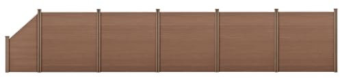 NEU.HOLZ Recinzione in WPC per Giardino Steccato Frangivista Modulare Espandibile Staccionata Composta da Elementi Inclinato e Rettangolari Alta 183 cm Lunga 973 cm Marrone