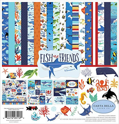Carta Bella Paper Co CBFAF111016 Frnds Colle, 30,5 x 30,5 cm, Papier, Fish Are Friends, 12-x-12-Inch