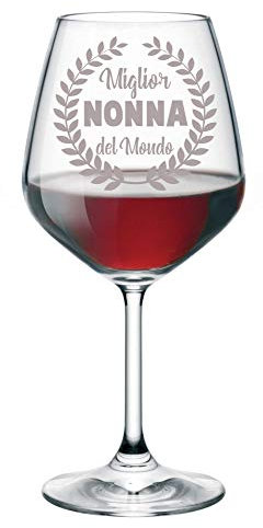 Calice da Vino incisione nonna migliore del mondo - calice in vetro 500 ml