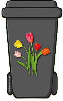 Wheelie Bin Sticker Flower Decorative Self-adhesive Decal For Bins, Walls Fridge Household Decoration DIY - Tulip