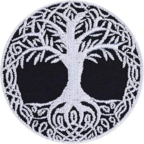 Baum des Lebens YGGDRASIL Aufnäher Wikinger Weltenbaum Aufbügler Viking Patch zum aufbügeln/annähen | nordischer Lebensbaum Tree of life Wikinger Geschenk Applikation | 60x60mm