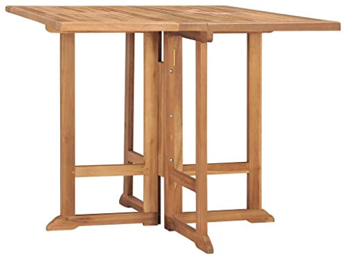 vidaXL Teak Massiv Garten Esstisch Klappbar Gartentisch Holztisch Klapptisch Gartenmöbel Terrassentisch Tisch Massivholztisch Outdoor 90x90x75cm