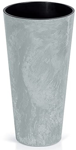 URBNLIVING Vaso alto corto grigio effetto cemento per piante per interni ed esterni da giardino (1, alto)