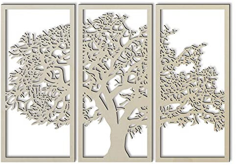 XXL Baum Holz Wand-Deko Dekoration Wandbild für Wohnzimmer Schlafzimmer Kinderzimmer Yoga Moderne Wand-Tattoo 3 Teilig in 14 Farben erhältlich