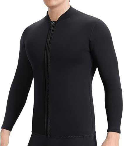 TBLUITE Women Wetsuit Top Swim Jacket Mens Youth Wet Suit Shirt 2mm Neoprene Thermal Swimsuit Front Zip Long Sleeve Cold Water Keep Warm Snorkeling Diving Surfing